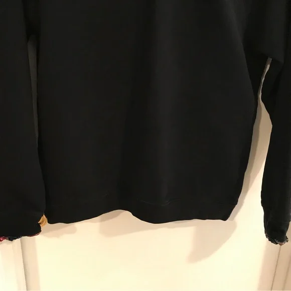 J.Crew Black Crewneck Sweatshirt with plaid frill lining and gold zipper… - Picture 8 of 10
